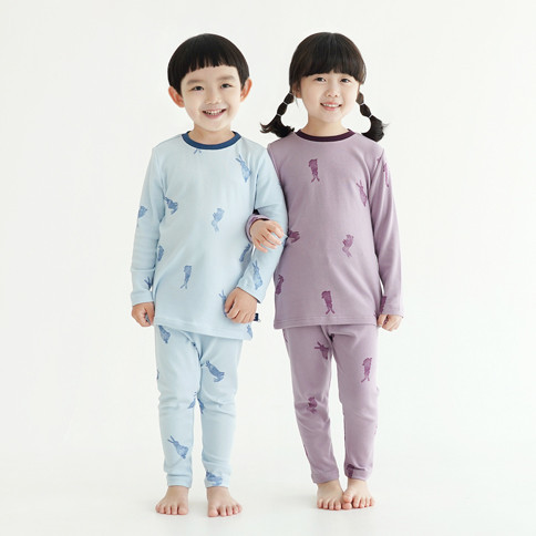 BambooKids Village Tone on Tone Long Sleeve Loungewear_Bunny