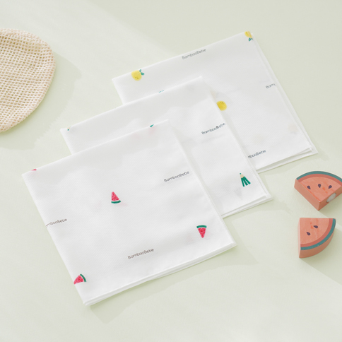 Bamboo Signature Embossed Handkerchief_Yummy Veggie 6pcs