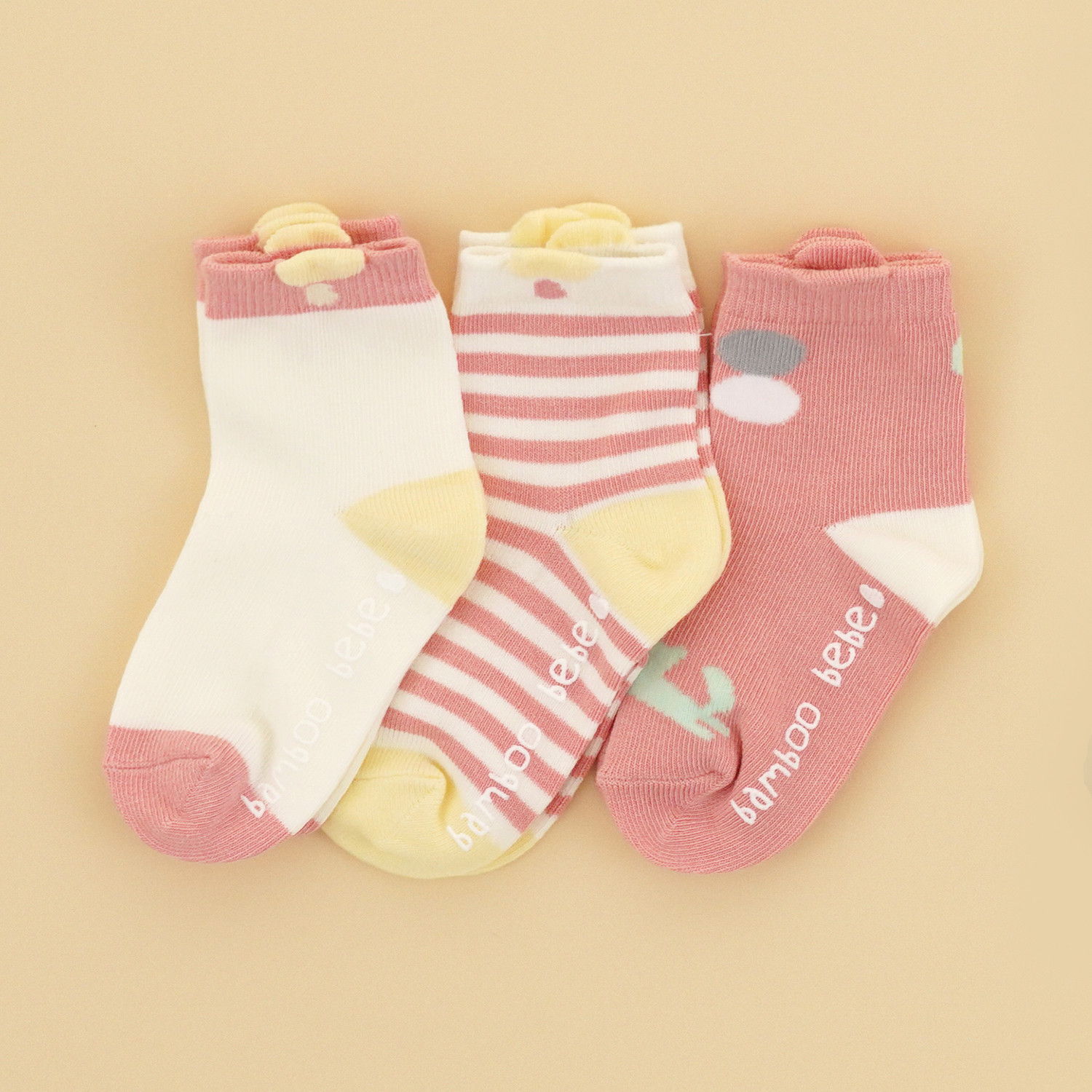 Bamboo Go Baby Non-Slip Socks(Peach Pink)