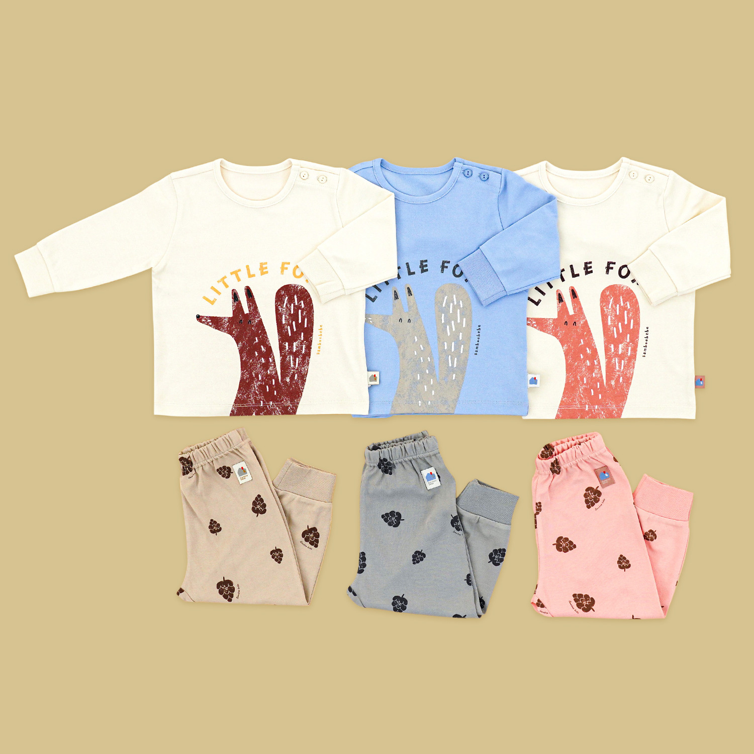 Bamboo Little Fox Long Sleeve Set(3M~3Y)