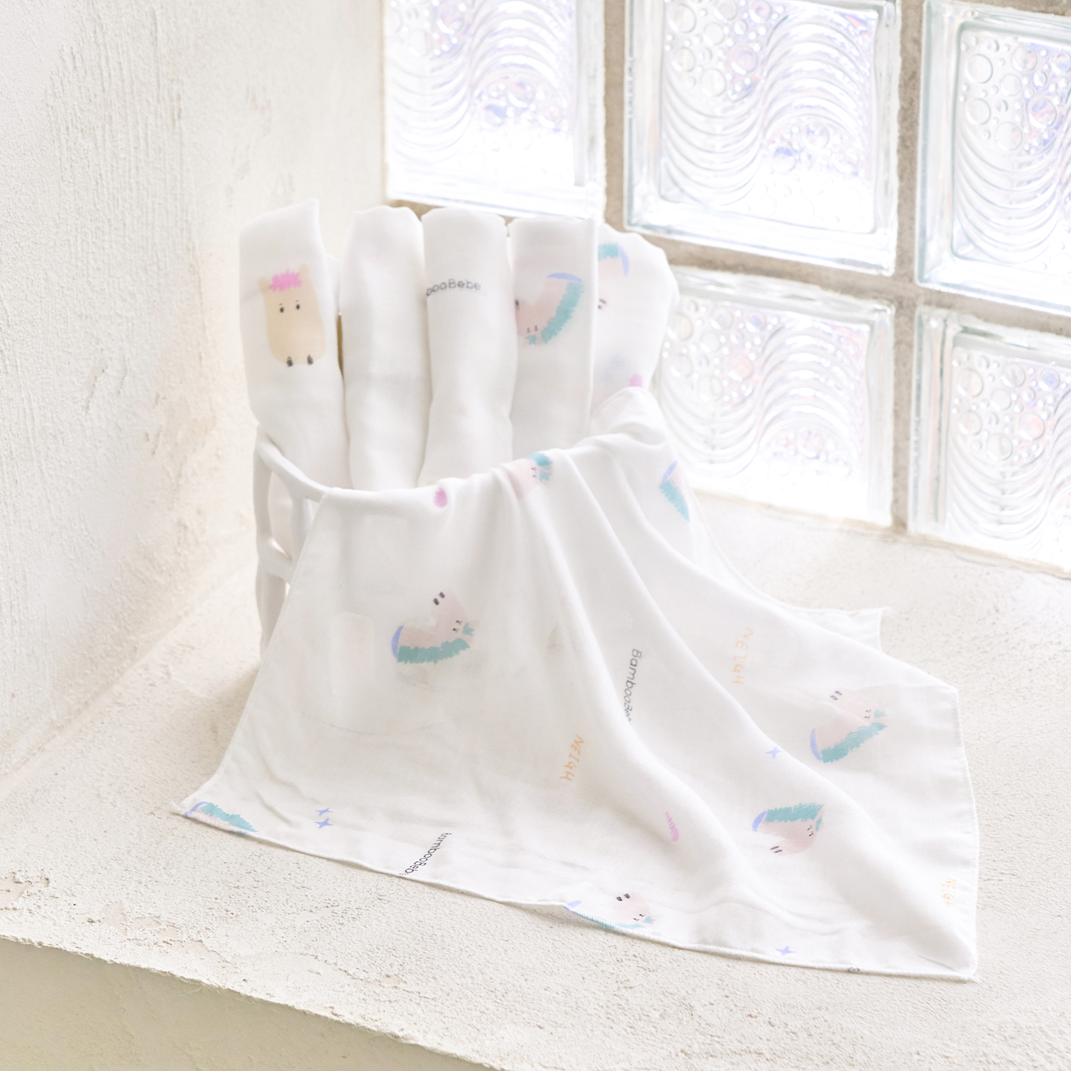 <font color=#3a7eba><b>[말띠 컬렉션]</b></font></br>시그니처 거즈손수건_행복한 말랑이 6장