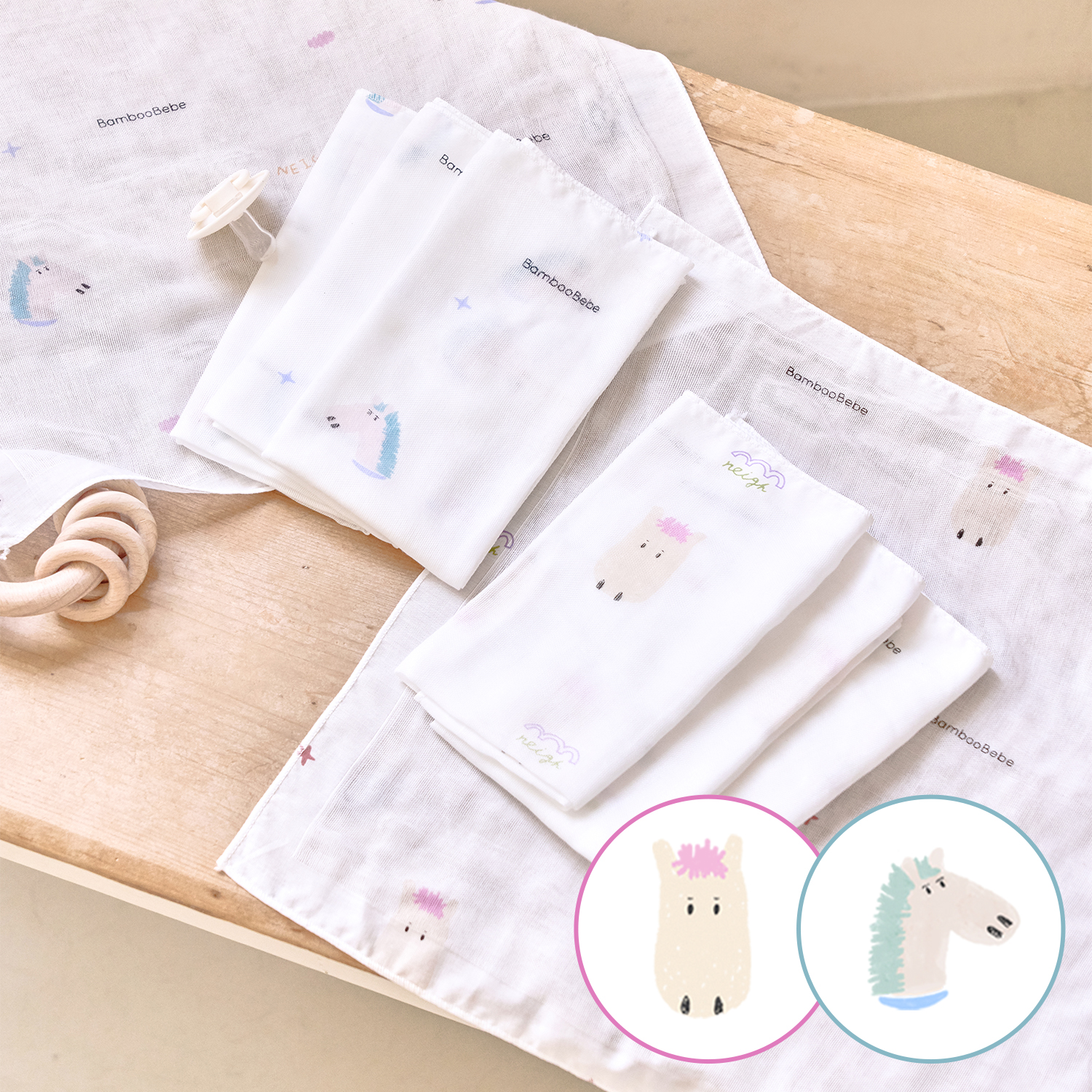 <font color=#3a7eba><b>[말띠 컬렉션]</b></font></br>시그니처 거즈손수건_행복한 말랑이 6장