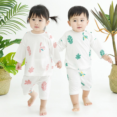 Bamboo Airy Jungle 3/4 Sleeve Loungewear Set_Pure Tropical(6~36Months)