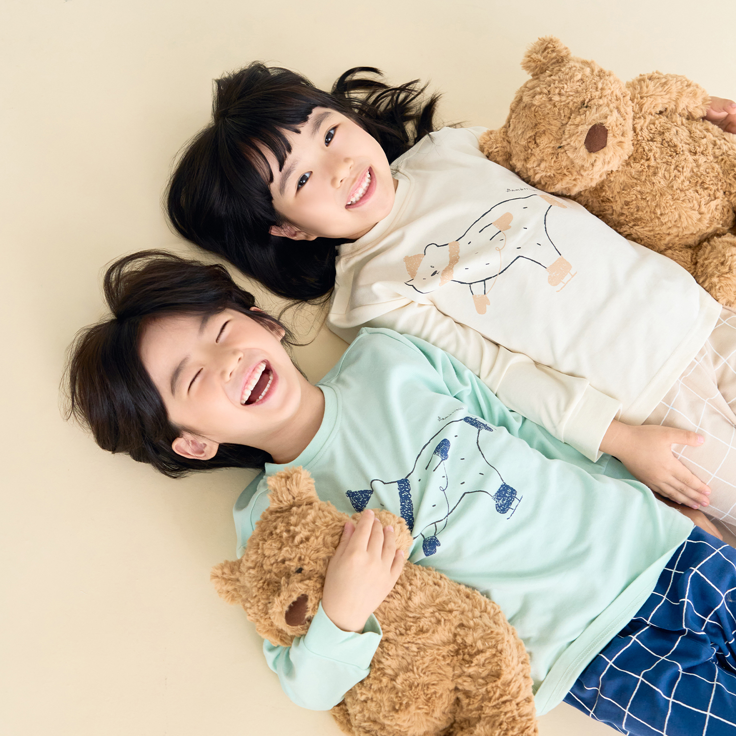 Bamboo Black Bear Checked Long Sleeve Set(3~8Y)